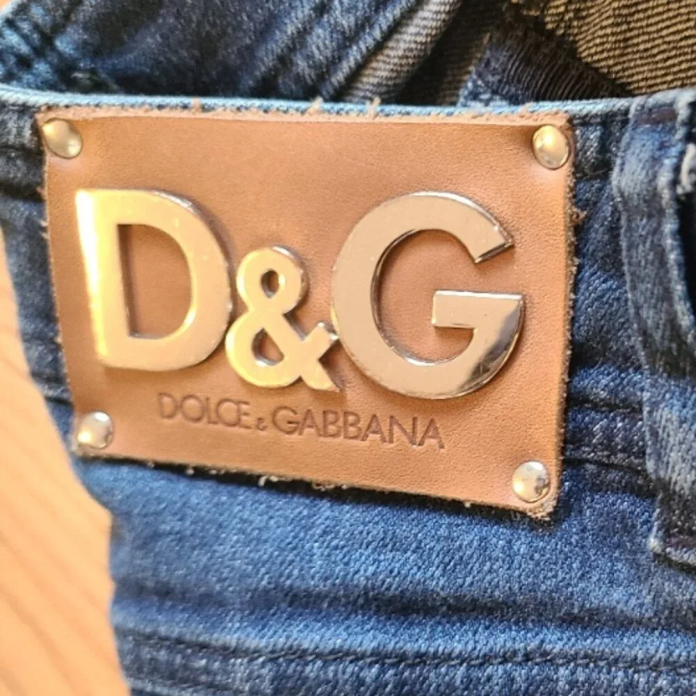 DOLCE & GABBANA STRETCH SKINNY JEANS ZIP ANKLE HIGH RISE LEATHER LOGO PATCH 38 - Picture 8 of 11